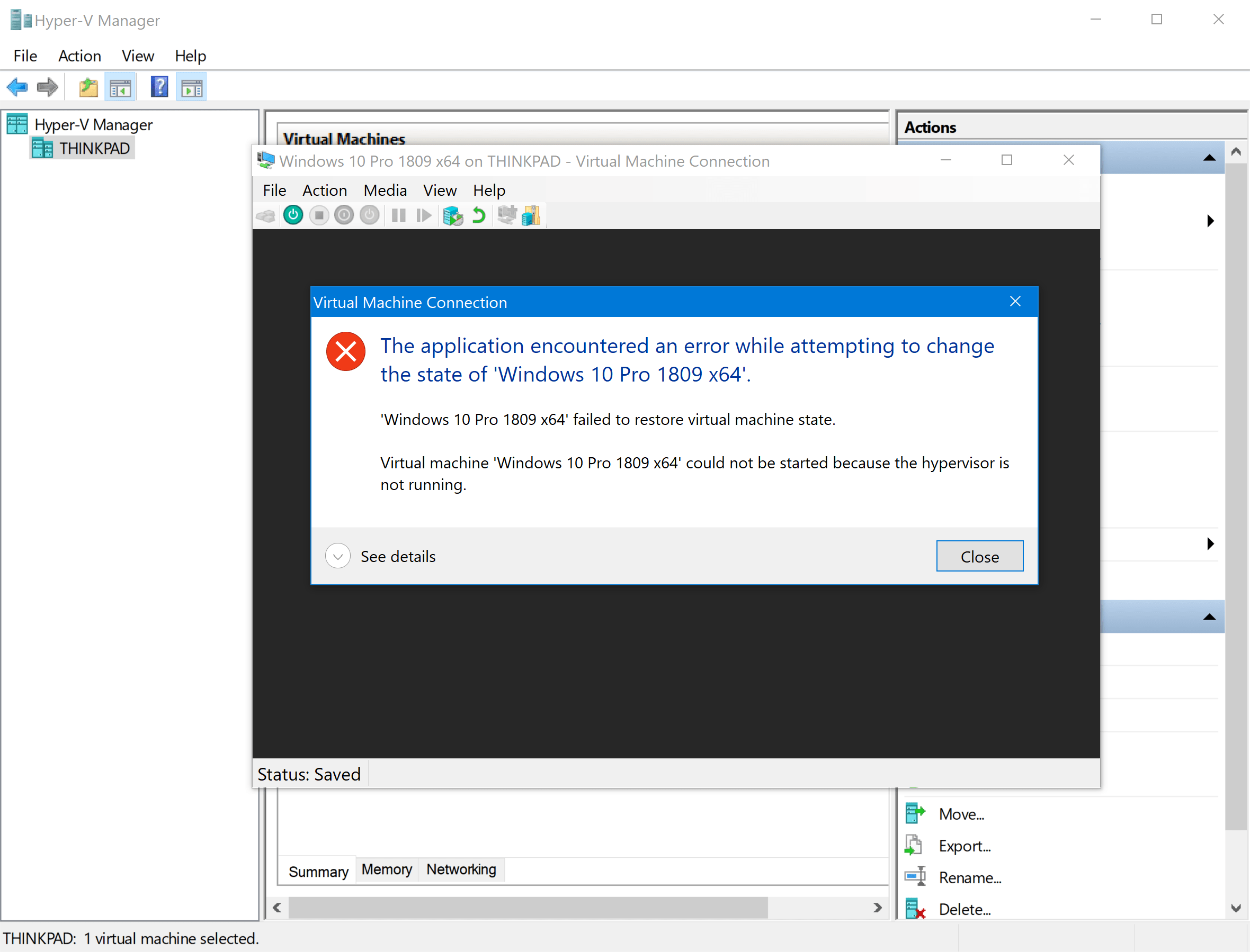 This error message is expected and will always appear until the system is restarted.