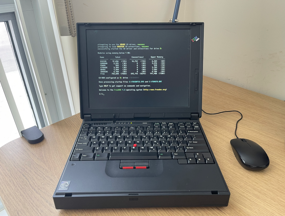 FreeDOS on the IBM ThinkPad 380ED After Bootup