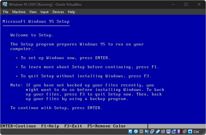 Windows 95 Installation - MS-DOS Mode.